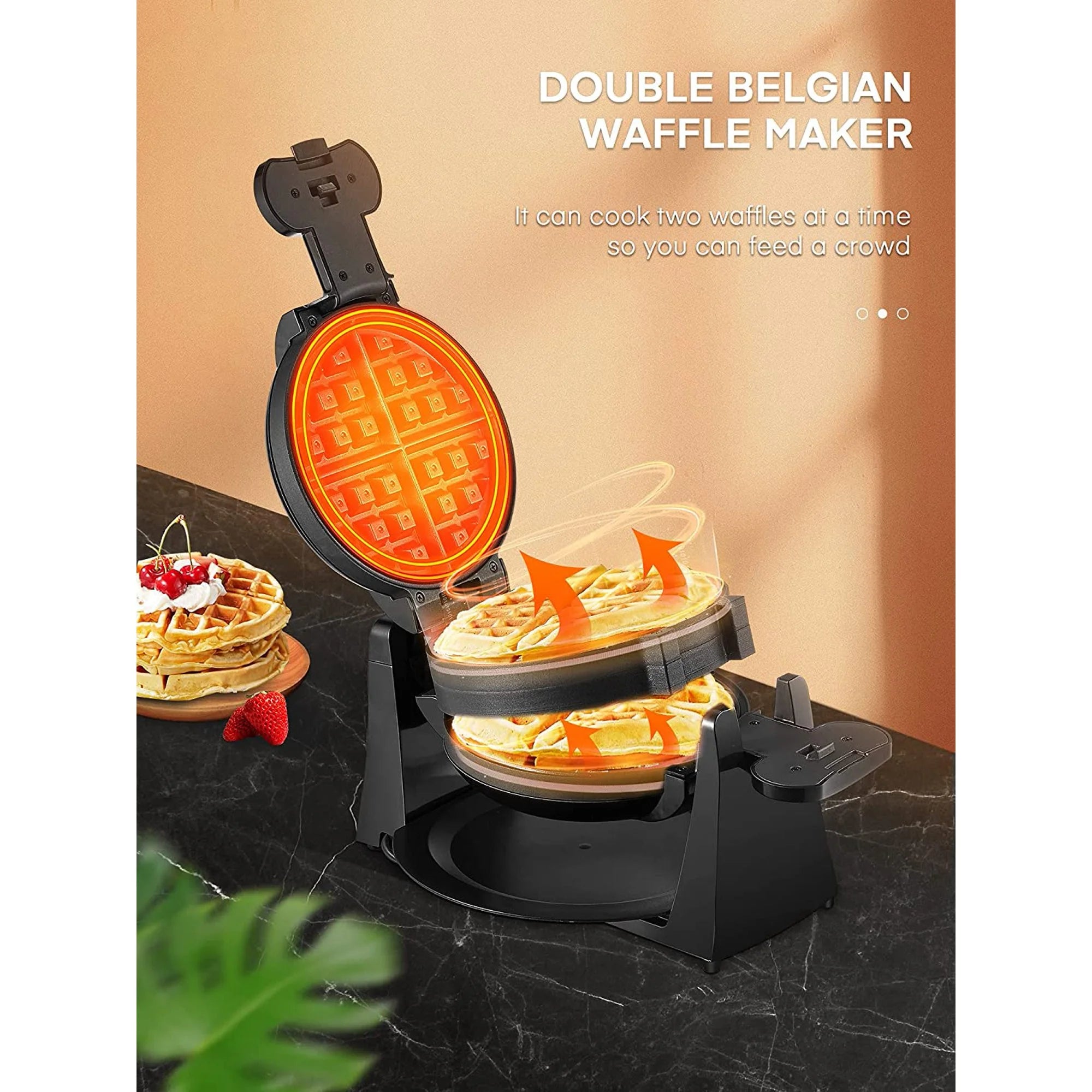 Black 8-Slice Nonstick Waffle Maker K195