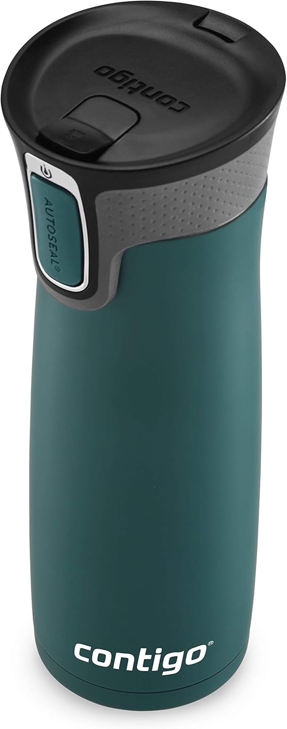 20oz Stainless Steel Vacuum Travel Mugs with Spill-Proof Lids, Chard and Matte Black H367922