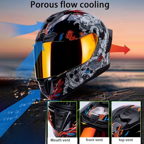 Modular Flip Up Full Face Motorcycle Helmet with Mask and Lens F594886