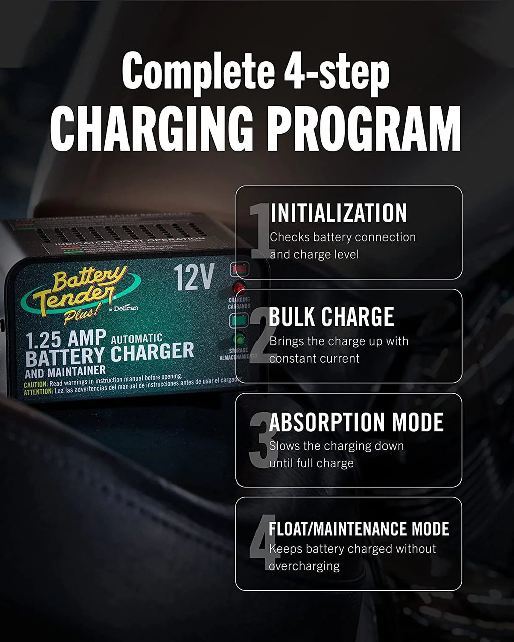 12V 1.25 AMP Battery Charger and Maintainer M350766