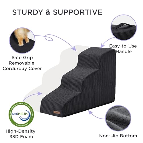Grey 5 Step Dog Stairs with Non-Slip Bottom Q326782
