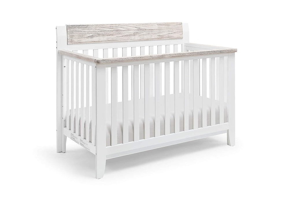 White and Wire Brushed Wood 4 in 1 Convertible Crib L2431