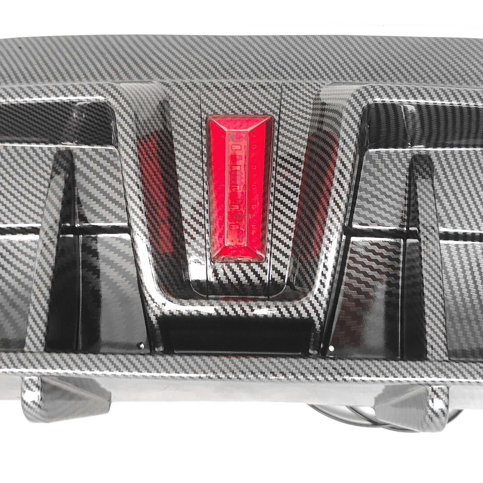 Rear Diffuser Lip for Tesla Model Y Sport 4-Door Carbon Fiber Print PP Rear Lower Bumper Protector Lip With LED Lamp S648680