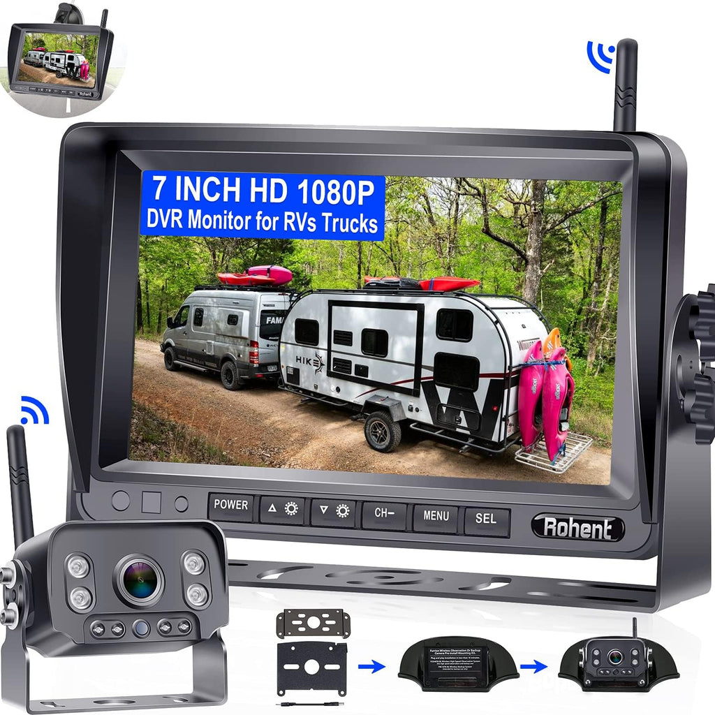 7 Inch HD 1080P Wireless Backup Camera with DVR Monitor H48292