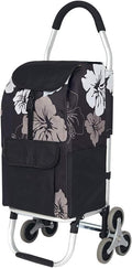 Black Folding Shopping Cart with Removable Canvas Bag L2343