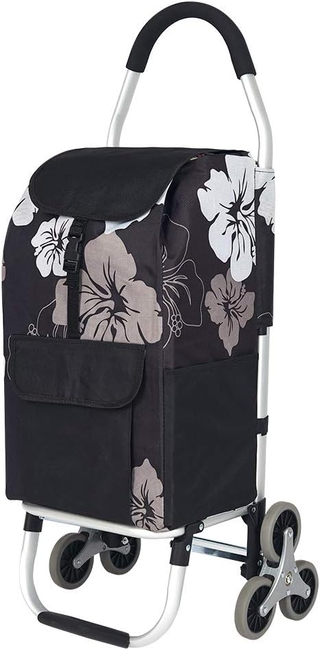 Black Folding Shopping Cart with Removable Canvas Bag L2343