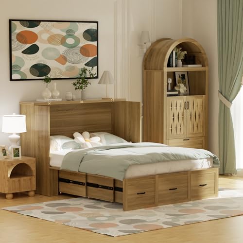 Full Size Wood Wall Bed Cabinet with Drawer O6732
