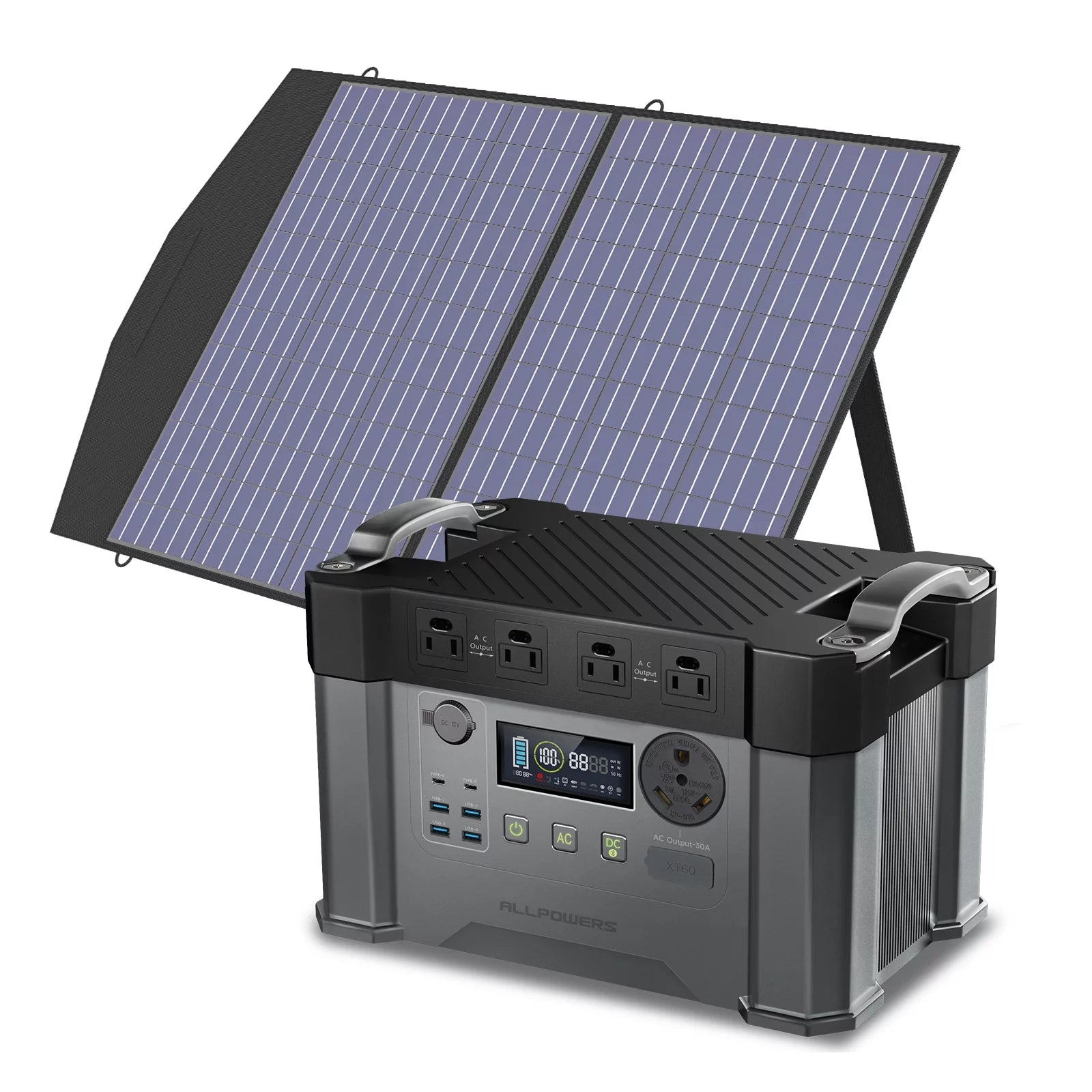 Portable Solar Generator Kit with 100W Foldable Solar Panel and 1500Wh Power Station O5452