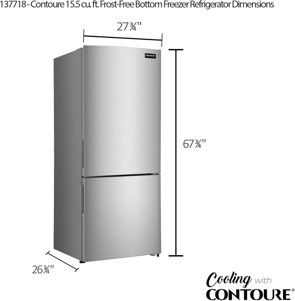 15.5 cu.ft. Stainless Steel Bottom Freezer Refrigerator U714439