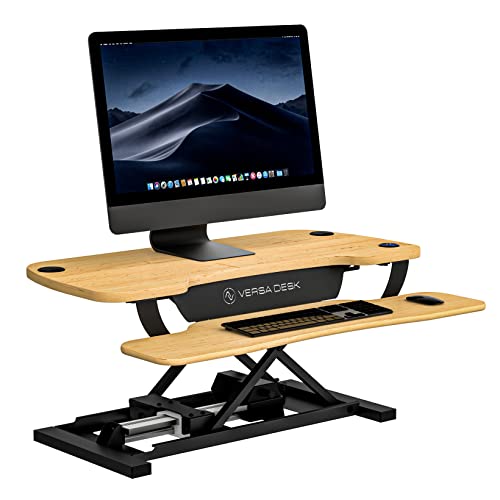 Electric Standing Desk Converter, 36 Inch, Maple K40921