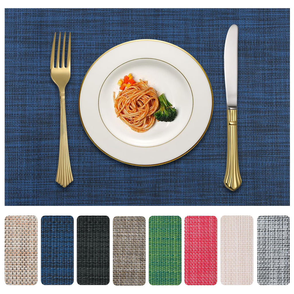 Navy Blue PVC Woven Placemats Set of 4 D4169