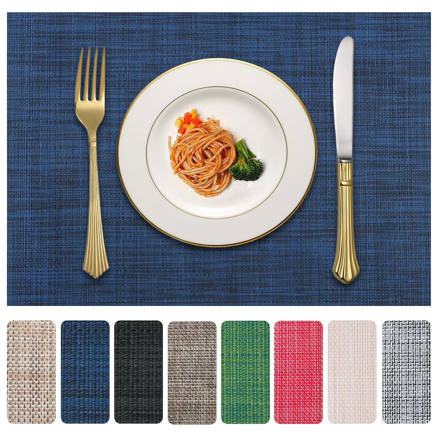 Navy Blue PVC Woven Placemats Set of 4 D4169