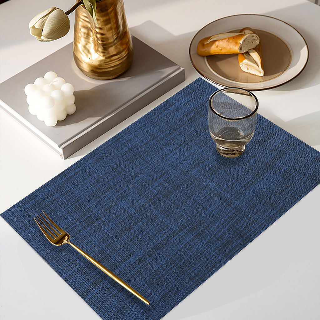 Navy Blue PVC Woven Placemats Set of 4 D4169
