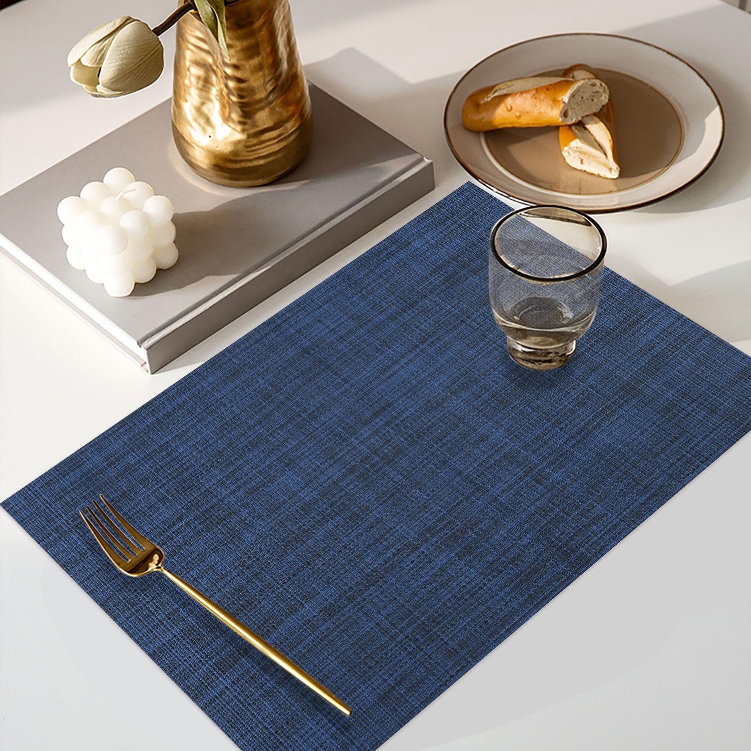 Navy Blue PVC Woven Placemats Set of 4 D4169
