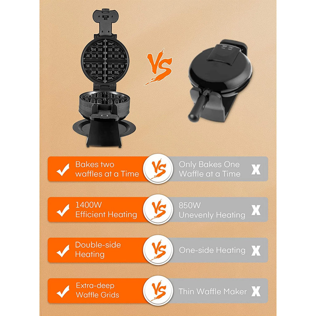 Black 8-Slice Nonstick Waffle Maker K195