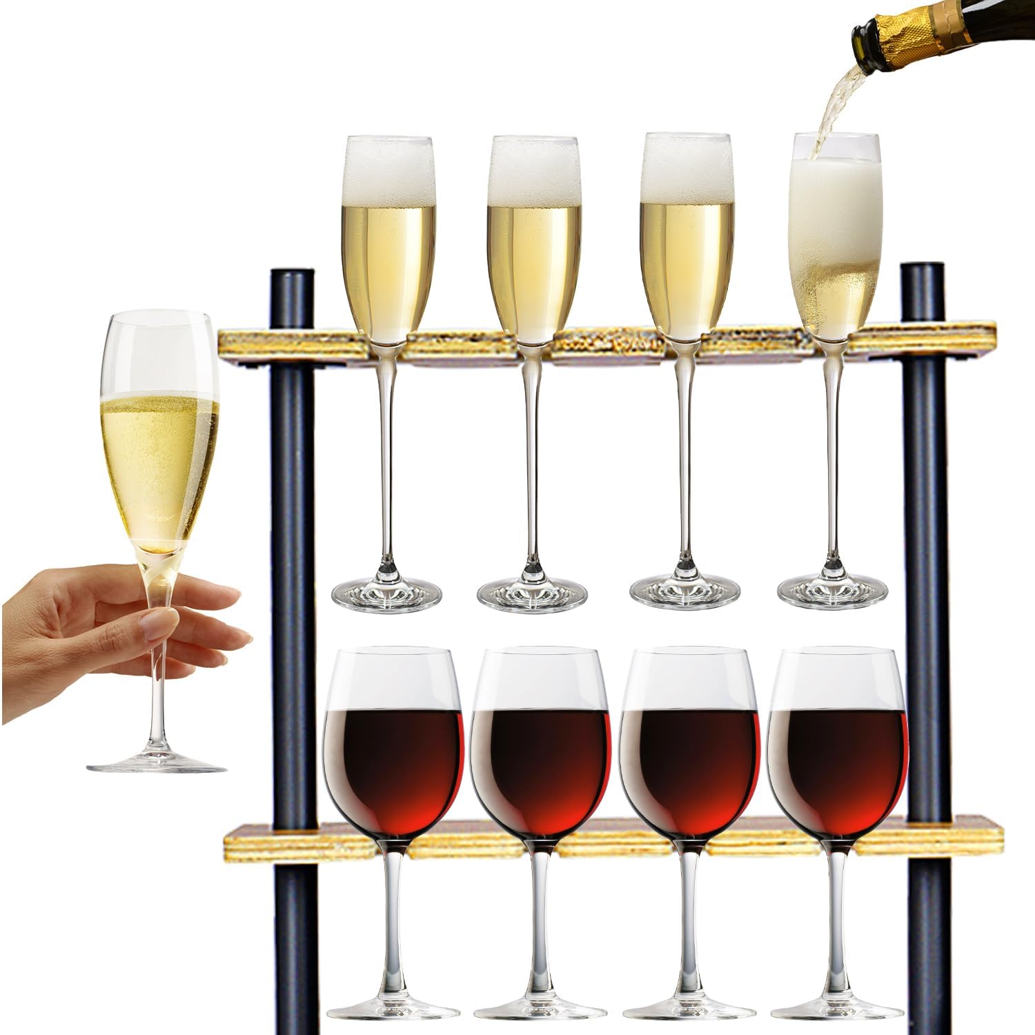 4 Tiers Wooden Champagne Wall Stand X108