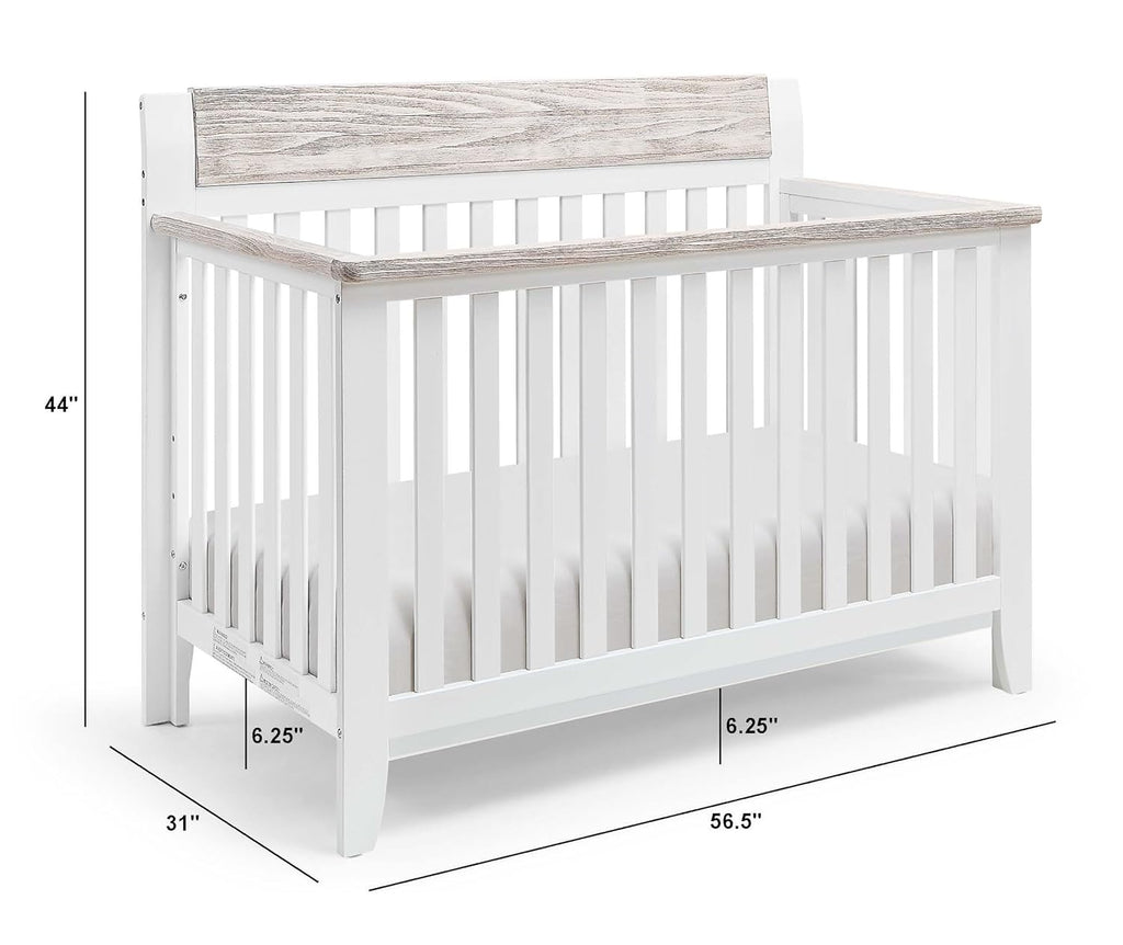 White and Wire Brushed Wood 4 in 1 Convertible Crib L2431