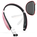Black Foldable Wireless Neckband Headphones with Retractable Earbuds Q842