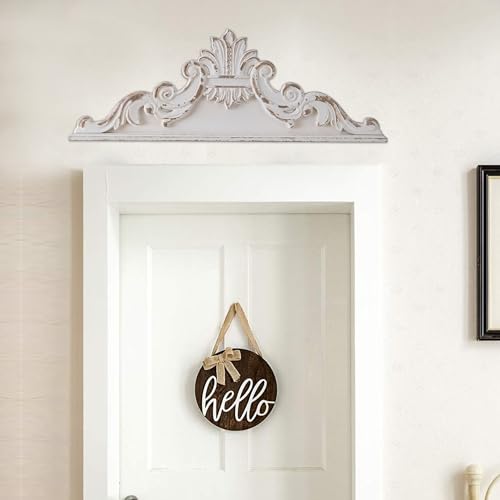 White Wood Floral Carved Wall Sculptures N412726