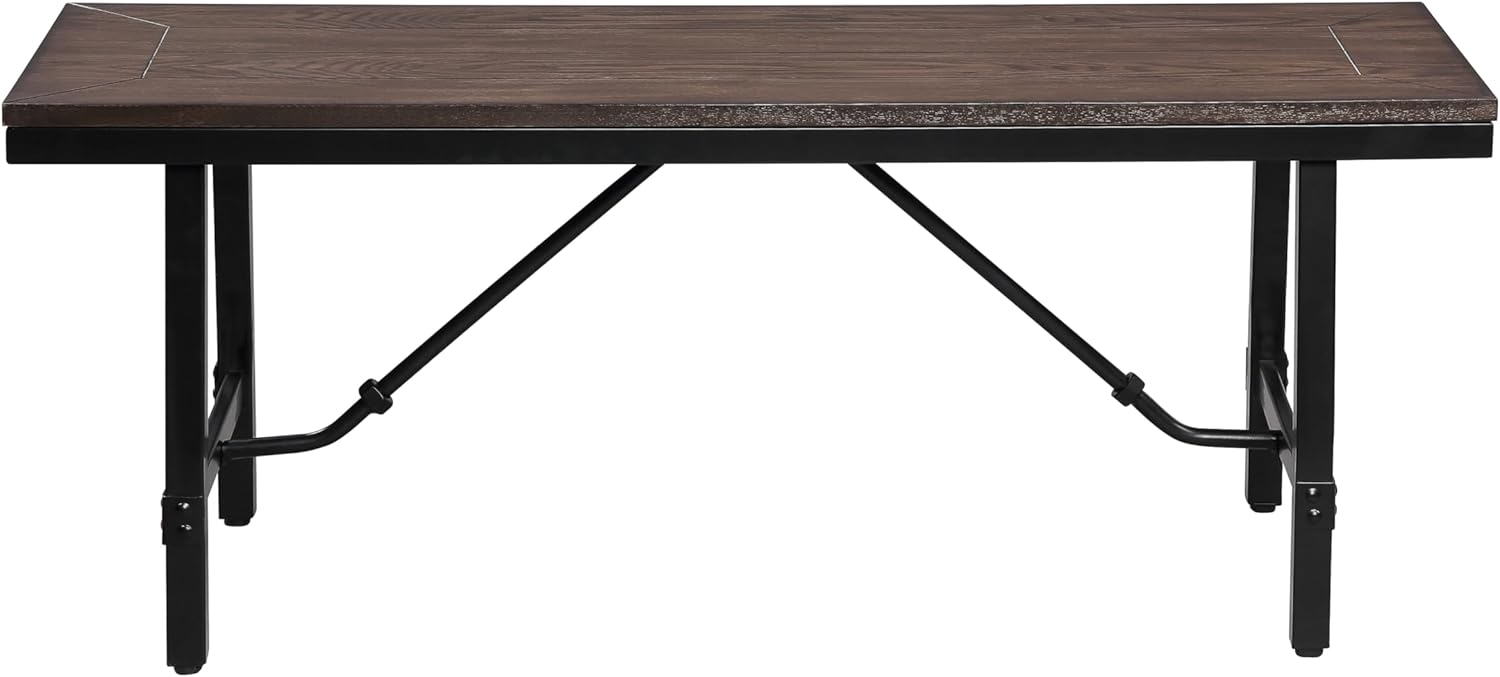 Oak and Black Rectangle Bench O92181