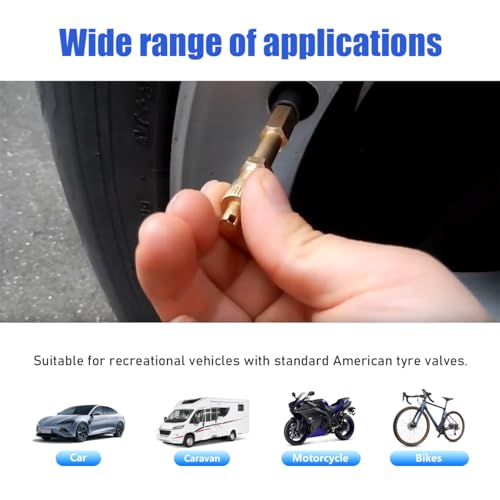 2 PCS Brass Auto Tire Valve Extension Adaptor, 50mm Valve Stem Extenders W60589
