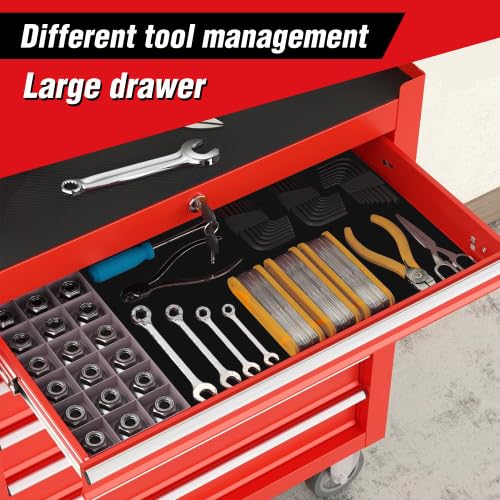Black 7-Drawer Rolling Steel Tool Chest with Wheels F260996