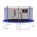 12FT 14FT 15FT 16FT Trampoline with Basketball Hoop, Ladder and Safety Enclosure Net F50251