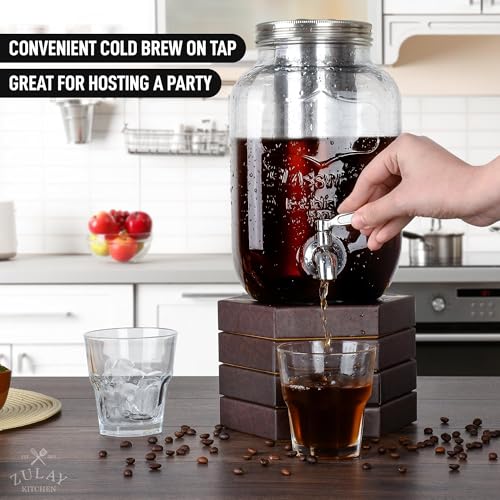 1 Gallon Cold Brew Coffee Maker with Extra-Thick Glass & Stainless Steel Infuser Z690
