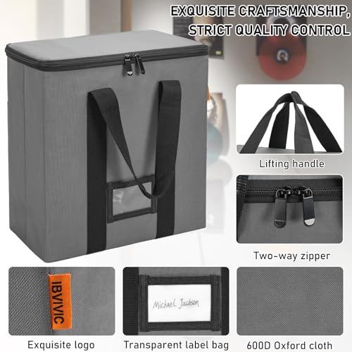 Vinyl Record Storage Box with Lids and Handle for 12 inch LP I373