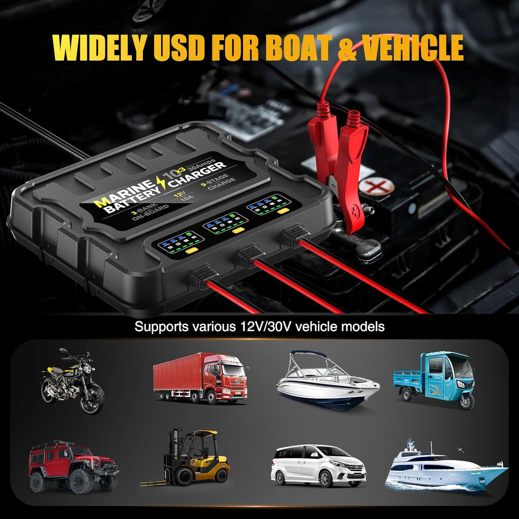 12V 30A Smart Waterproof Onboard Boat Battery Charger J445241
