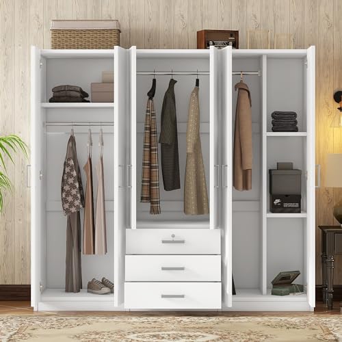 White 6-Doors Wooden Wardrobe N75560
