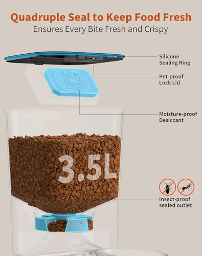 Automatic Cat Feeder 3.5L with Stainless Steel Bowl Black X80635