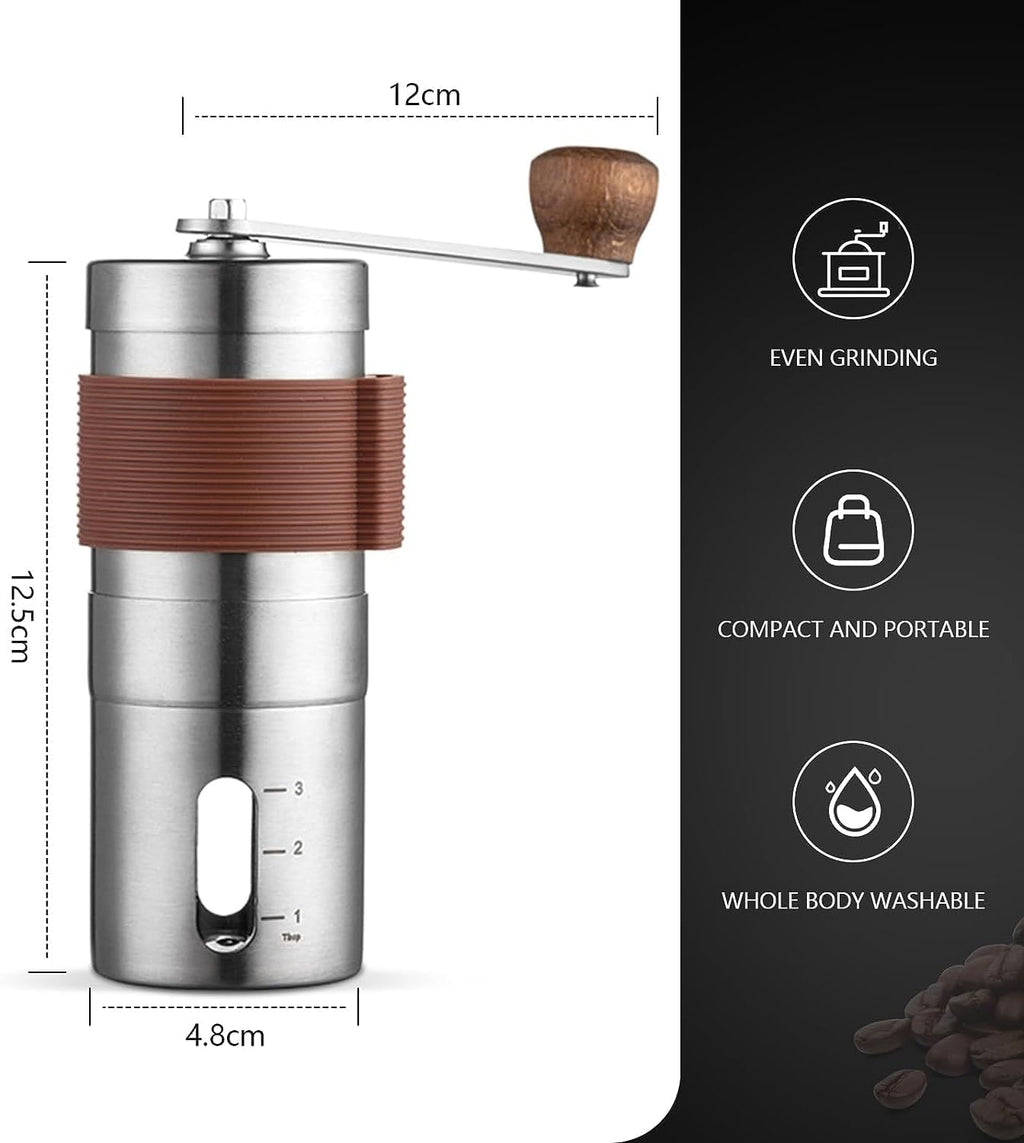 Brown Stainless Steel Manual Ceramic Burr Coffee Grinder W277