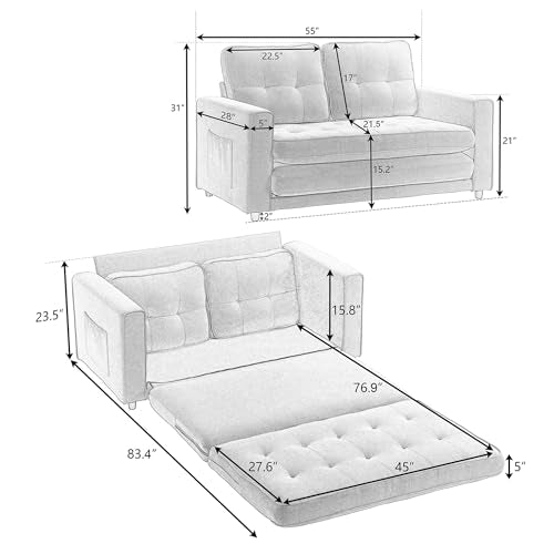 Dark Gray Upholstered Convertible Futon Sofa Bed D4639