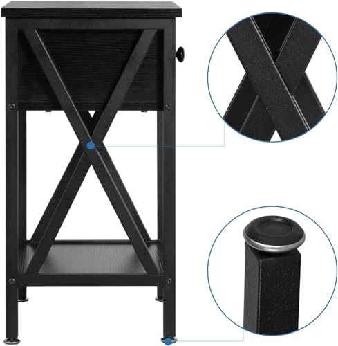 Dark Black End Side Table with Cabinet X7225