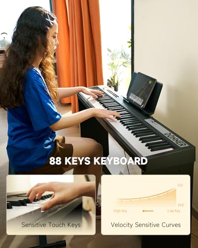 88 Keys Velocity-Sensitive Digital Piano with Removable Stand and Triple Pedal N7147