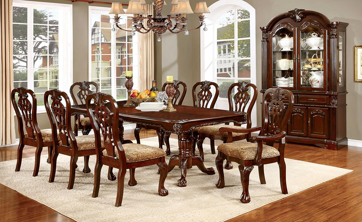 Traditional Dining Arm Chair (Set of 2), Brown Cherry F7807