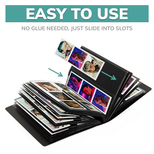 2x6 Photo Strip Album, 26 Pages, Holds 104 Photos, Black, 1-Pack A327
