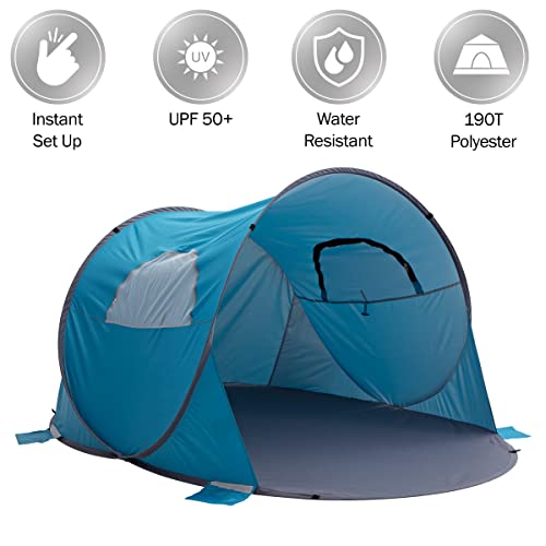 Blue Pop Up Beach Tent Sun Shelter with UV Protection V532750