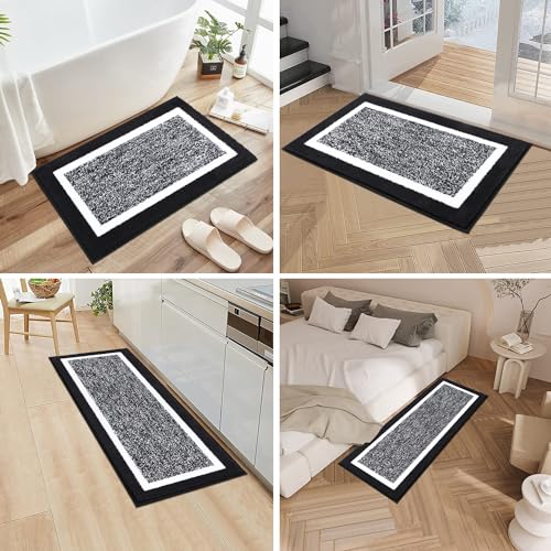 Non-Slip Absorbent Microfiber Bathroom Rug Set 2 Piece D7618