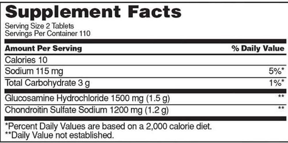 Extra Strength Glucosamine 1500mg Chondroitin 1200mg Sulfate 220 Tablets Pack of 2 E802732