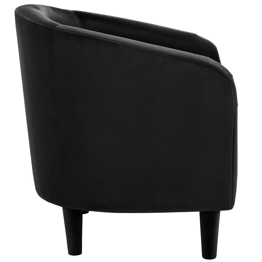 Black Velvet Barrel Accent Chair M685128