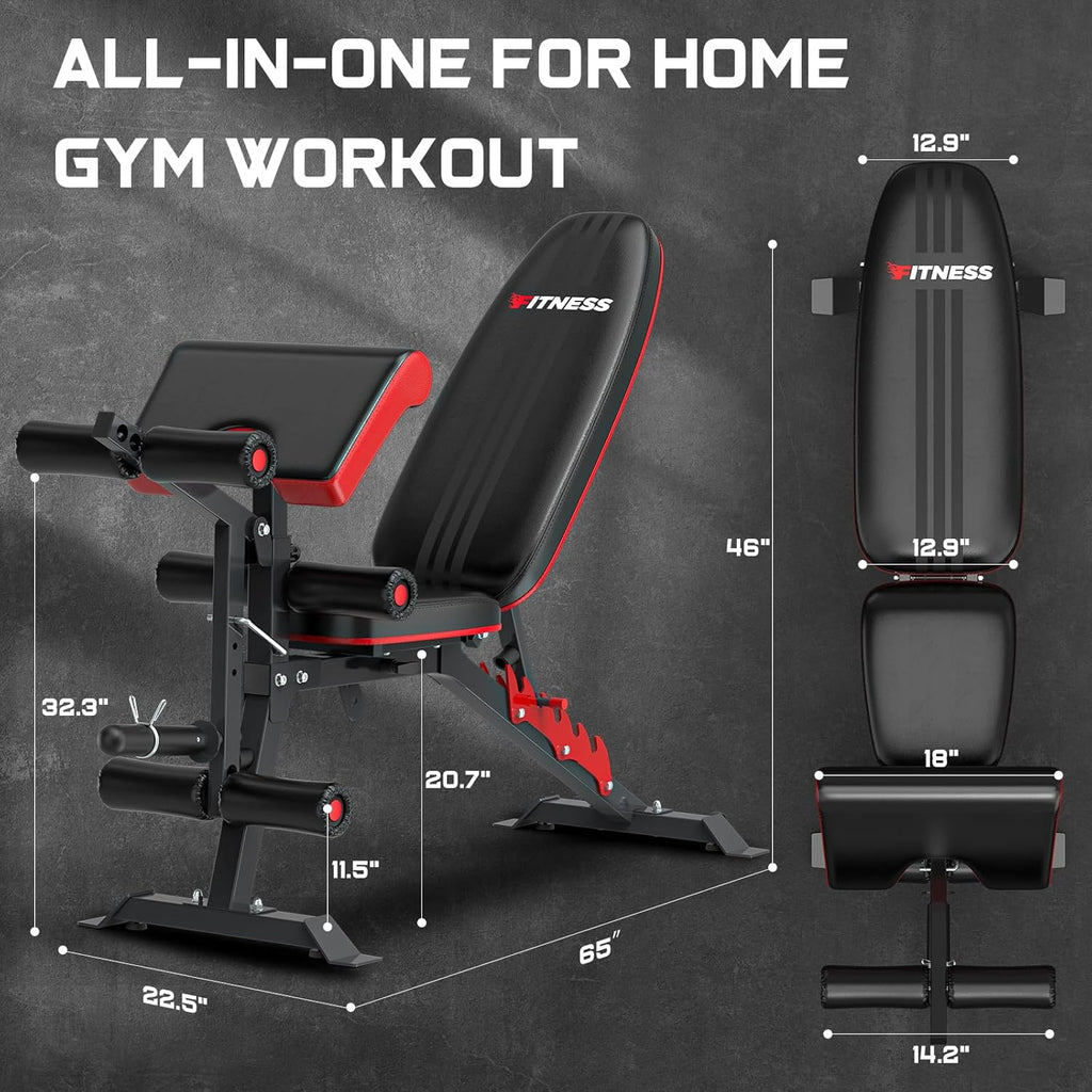 800lbs Load Adjustable Weight Bench with Leg Extension and Preacher Pad H757169