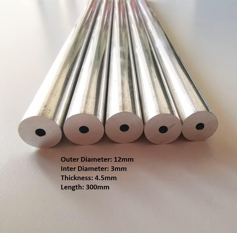 5PCS 12mm Outer Diameter 3mm Inner Diameter 300mm Length Seamless Aluminum Tube B65122