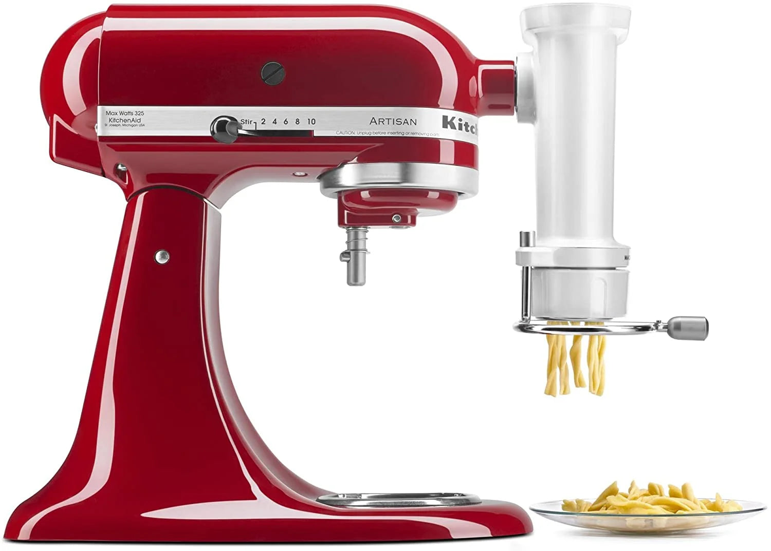 White Pasta Press Attachment with 6 Interchangeable Pasta Plates I792062