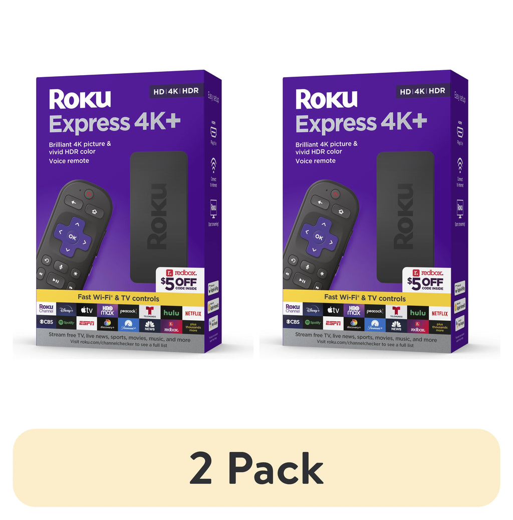 (2 pack) Roku Express 4K+ Streaming Player 4K/HD/HDR with Premium HDMI Cable Voice Remote W42660