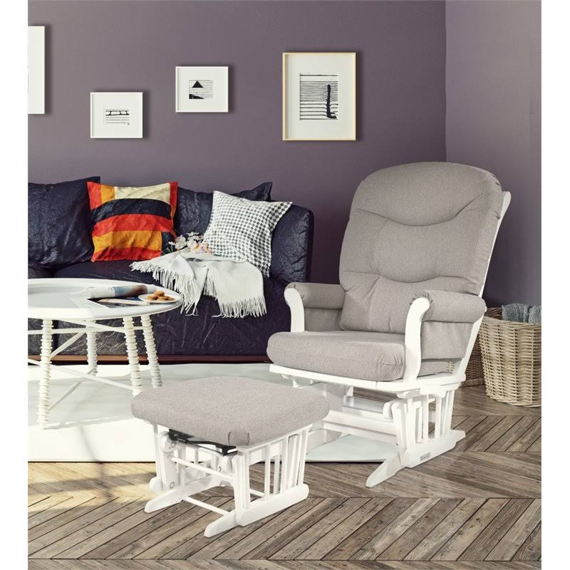 Light Grey Fabric Sleigh Glider and Nursing Ottoman Combo B21906