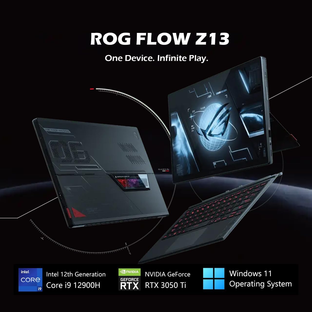 13.4" Touchscreen 2-in-1 Gaming Tablet, 16GB RAM, Intel Core i9-12900H, 1TB SSD, NVIDIA GeForce RTX 3050 Ti Graphics, Black R897734
