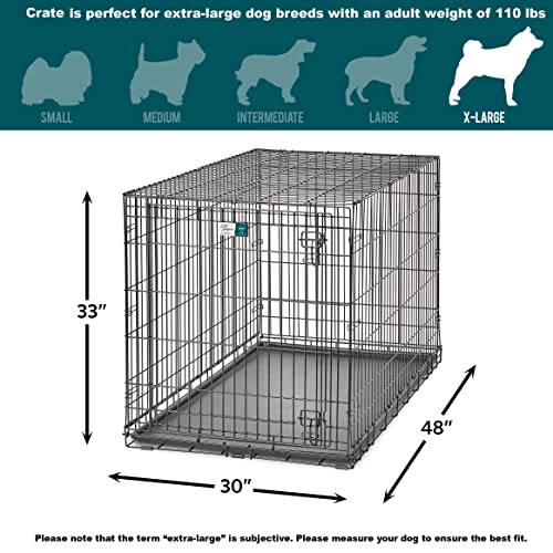 XL Folding Metal Dog Crate with Divider Panel, 48L x 30W x 33H Inches A350