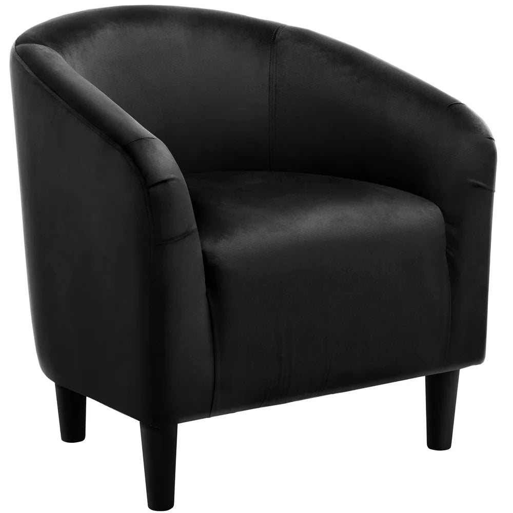 Black Velvet Barrel Accent Chair M685128